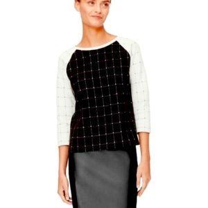 Loft Lounge Window Pane Sweater sz M